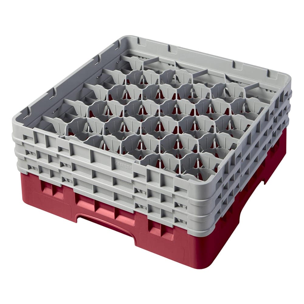 Cambro 30S638416 Camrack® Glass Rack w/ (30) Compartments - (3) Gray Extenders, Cranberry