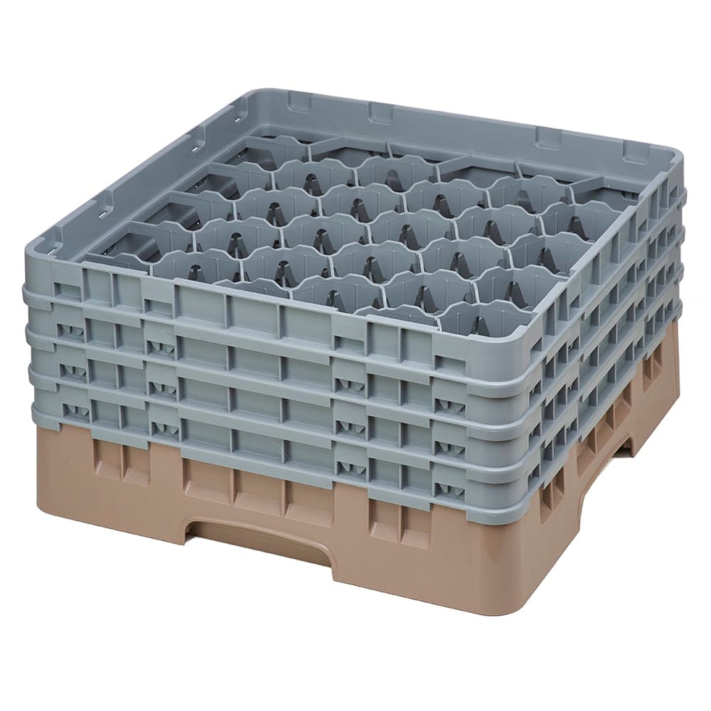 Cambro 30S800184 Camrack® Glass Rack w/ (30) Compartments - (4) Gray Extenders, Beige