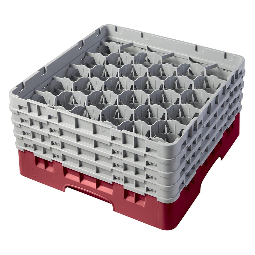 Cambro 30S800416 Camrack® Glass Rack w/ (30) Compartments - (4) Gray Extenders, Cranberry