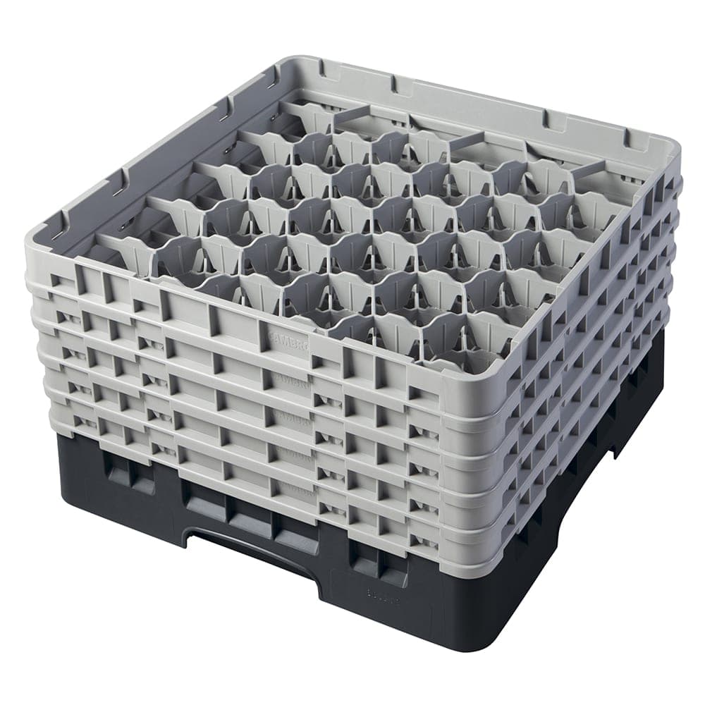 Cambro 30S958110 Camrack® Glass Rack w/ (30) Compartments - (5) Gray Extenders, Black
