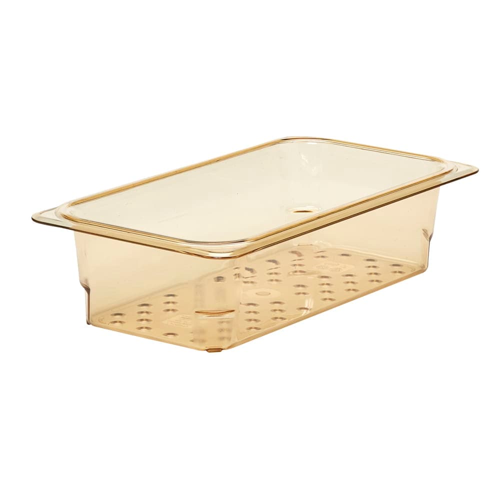 Cambro 33CLRHP150 H-Pan Colander - 1/3 Size, 3"D, Amber