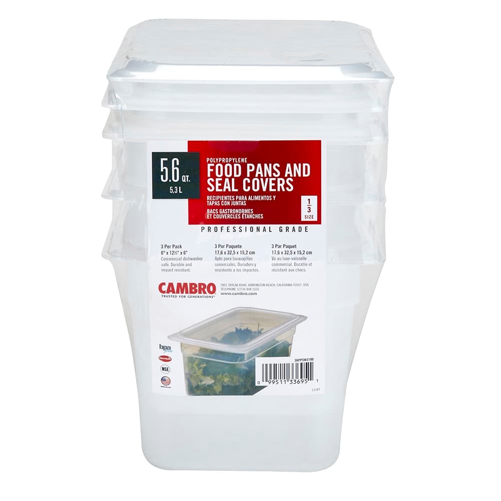 Cambro 36PPSW3190 6"D Third Size Food Pan