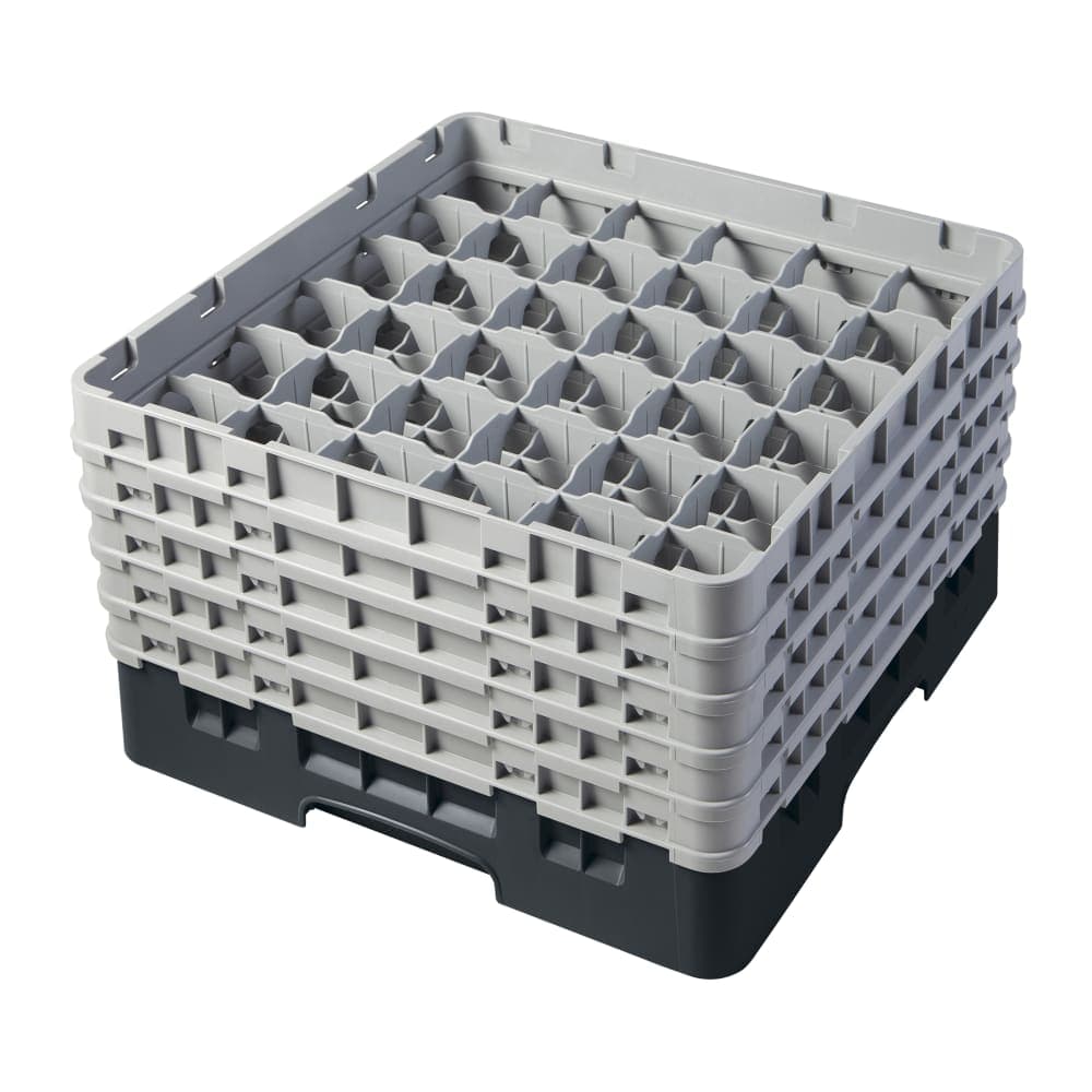 Cambro 36S1058110 Camrack® Glass Rack w/ (36) Compartments - (5) Gray Extenders, Black