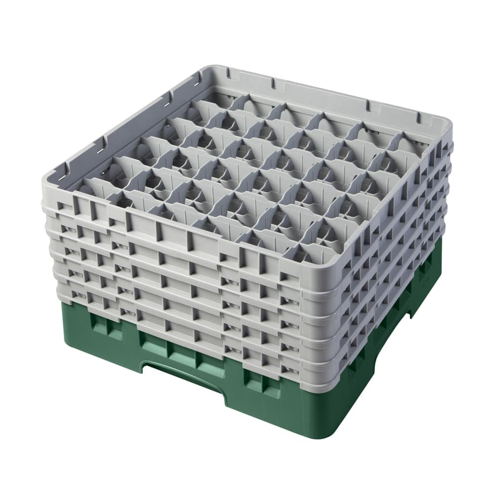 Cambro 36S1058119 Camrack® Glass Rack w/ (36) Compartments - (5) Gray Extenders, Sherwood Green