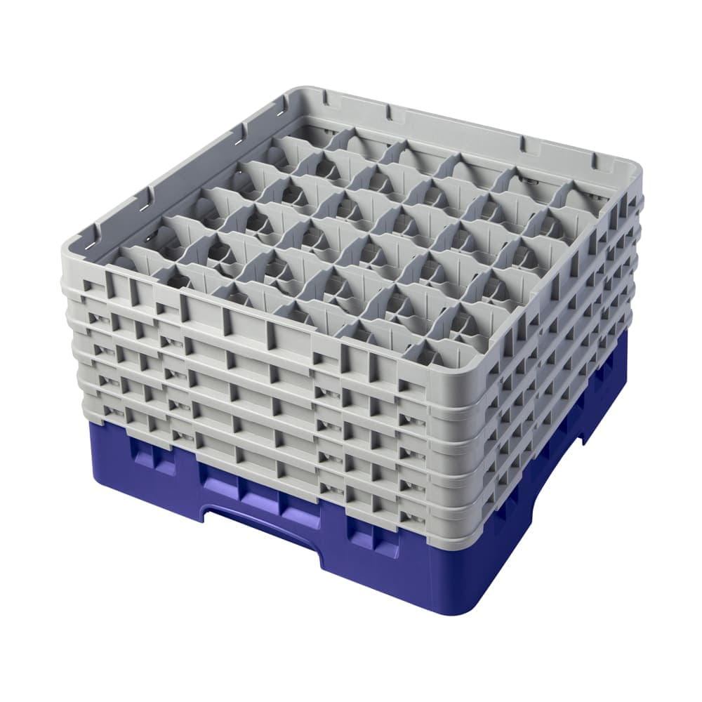 Cambro 36S1058186 Camrack® Glass Rack w/ (36) Compartments - (5) Gray Extenders, Navy Blue
