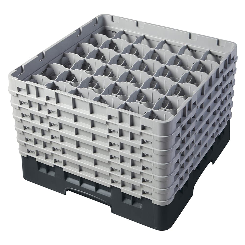 Cambro 36S1114110 Camrack® Glass Rack w/ (36) Compartments - (6) Gray Extenders, Black