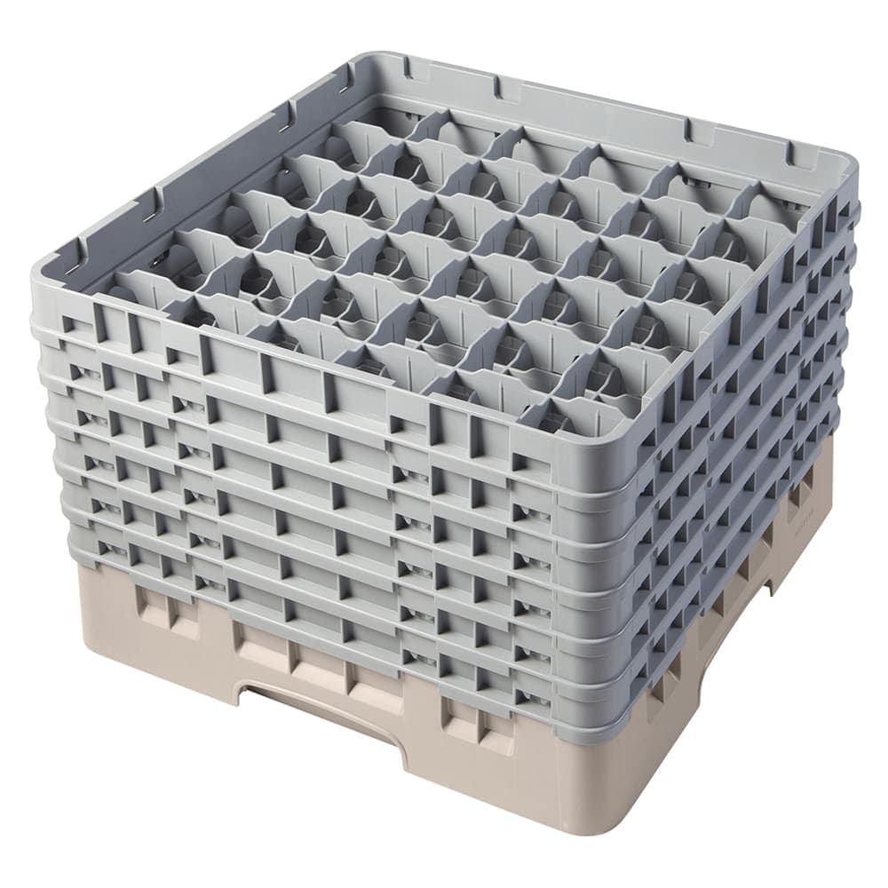 Cambro 36S1114184 Camrack® Glass Rack w/ (36) Compartments - (6) Gray Extenders, Beige