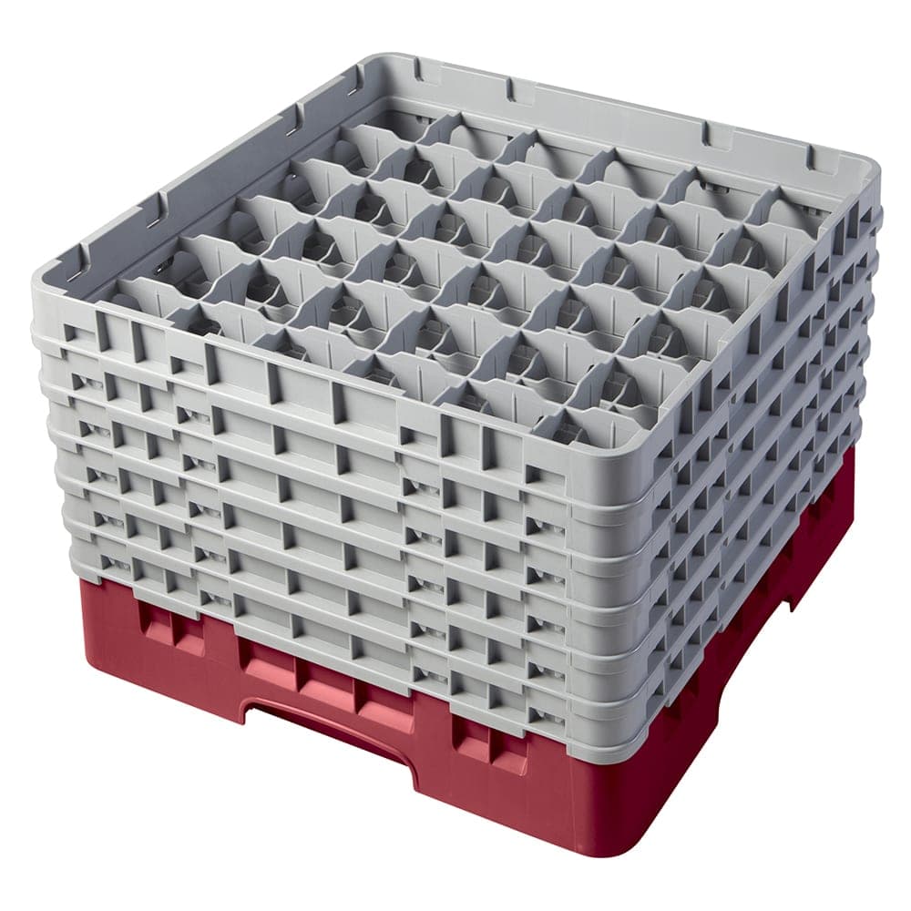 Cambro 36S1114416 Camrack® Glass Rack w/ (36) Compartments - (6) Gray Extenders, Cranberry