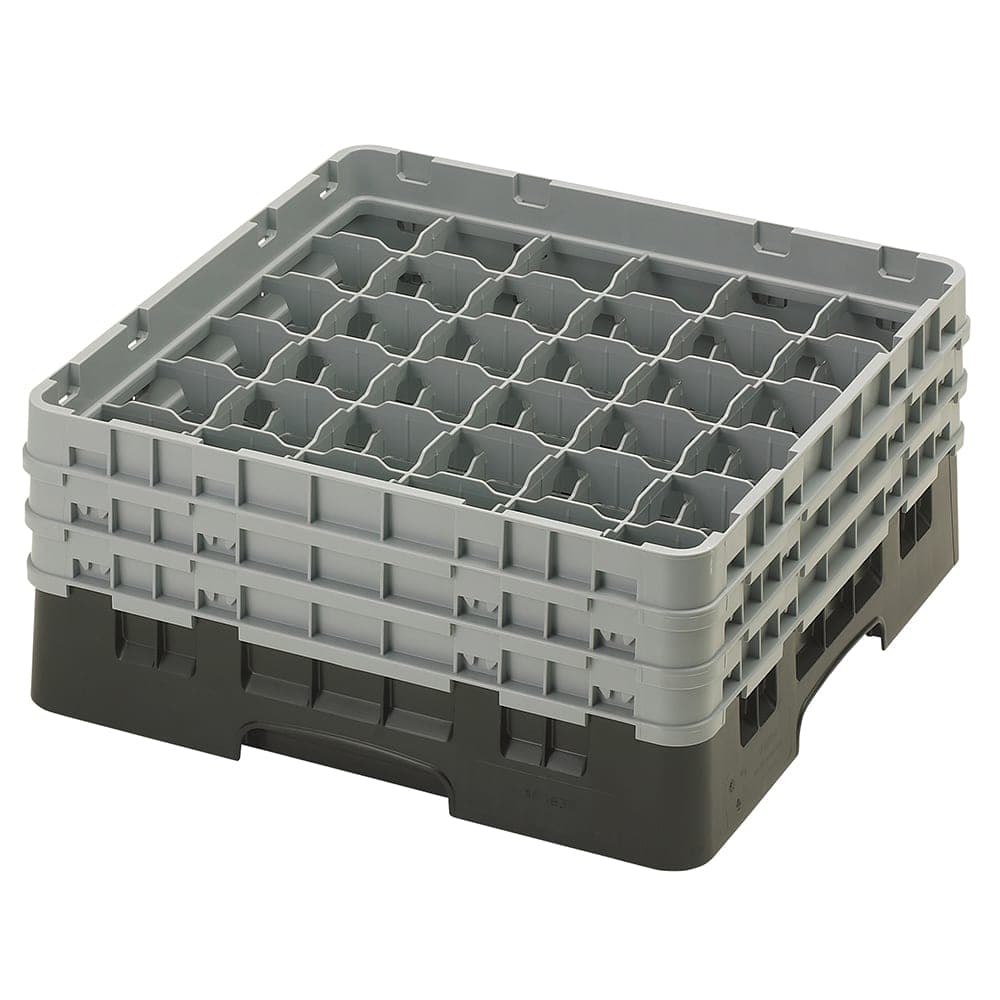 Cambro 36S638110 Camrack® Glass Rack w/ (36) Compartments - (3) Gray Extenders, Black