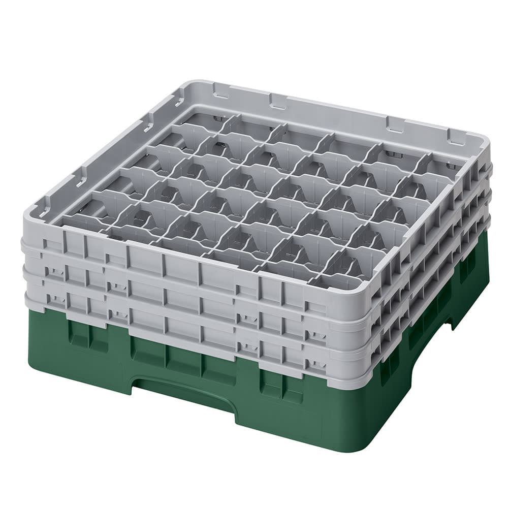 Cambro 36S638119 Camrack® Glass Rack w/ (36) Compartments - (3) Gray Extenders, Sherwood Green