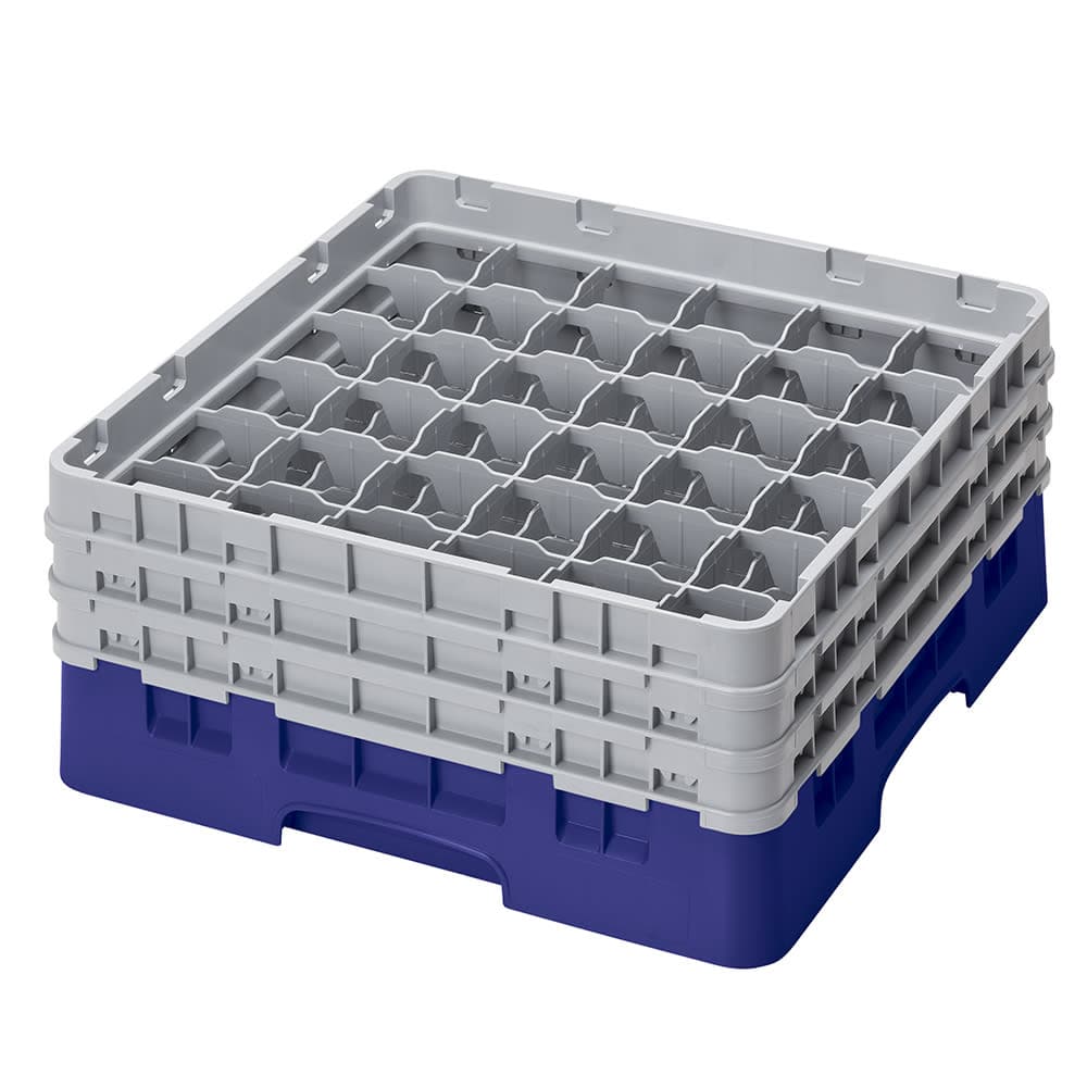 Cambro 36S638186 Camrack® Glass Rack w/ (36) Compartments - (3) Gray Extenders, Navy Blue