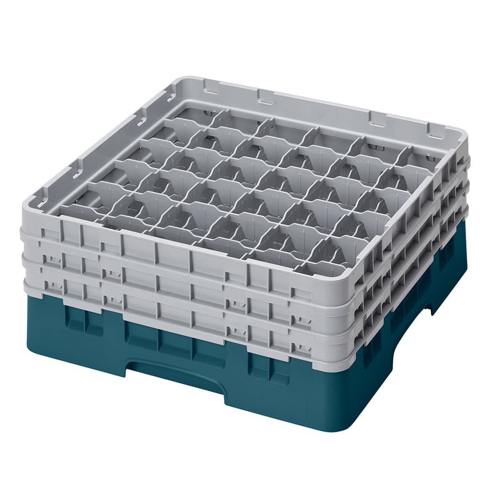 Cambro 36S638414 Camrack® Glass Rack w/ (36) Compartments - (3) Gray Extenders, Teal
