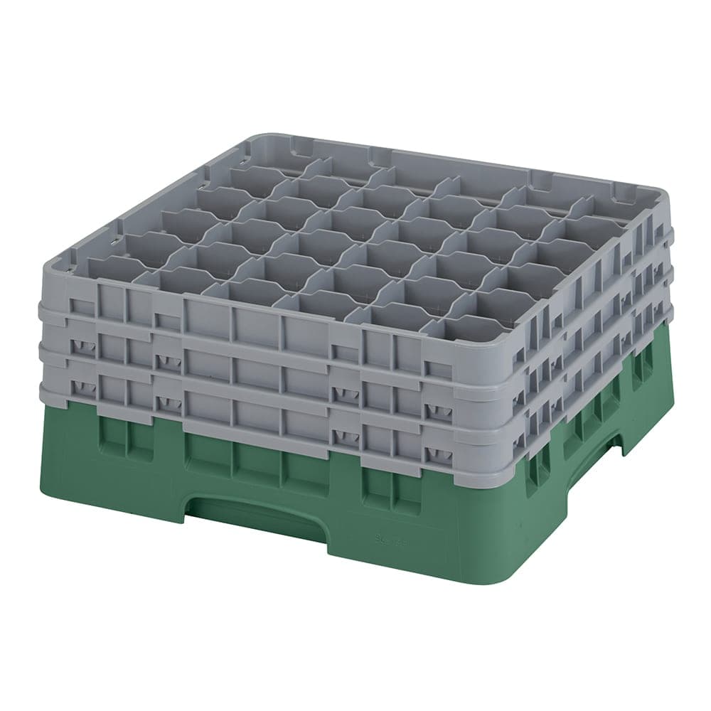 Cambro 36S738119 Camrack® Glass Rack w/ (36) Compartments - (3) Gray Extenders, Sherwood Green