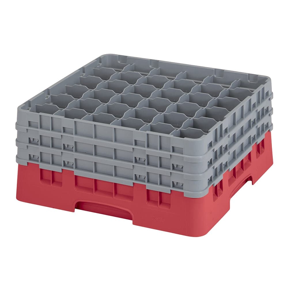 Cambro 36S738163 Camrack® Glass Rack w/ (36) Compartments - (3) Gray Extenders, Red