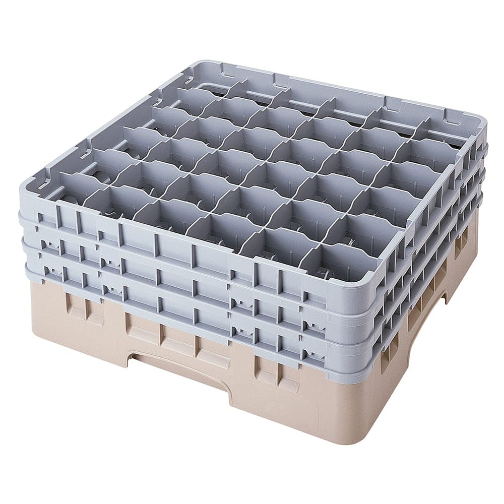 Cambro 36S738184 Camrack® Glass Rack w/ (36) Compartments - (3) Gray Extenders, Beige