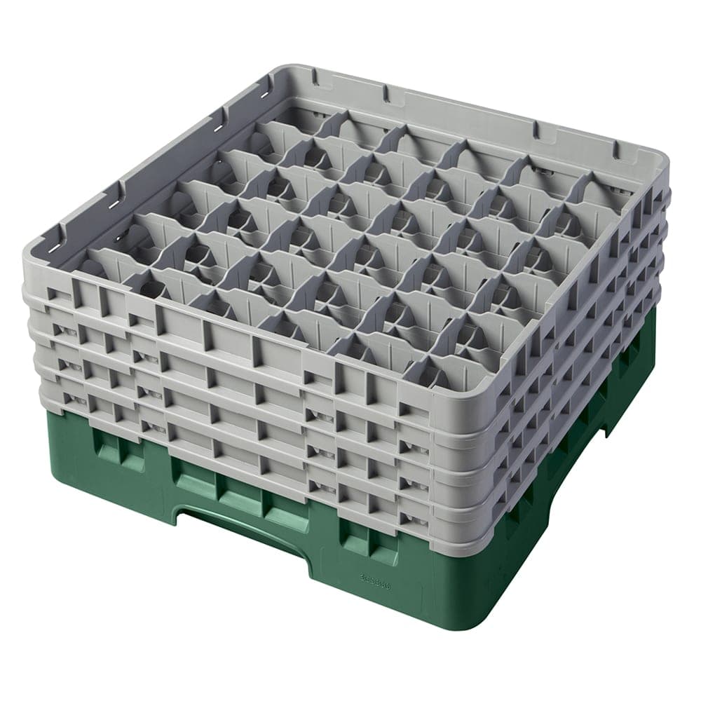 Cambro 36S800119 Camrack® Glass Rack w/ (36) Compartments - (4) Gray Extenders, Sherwood Green