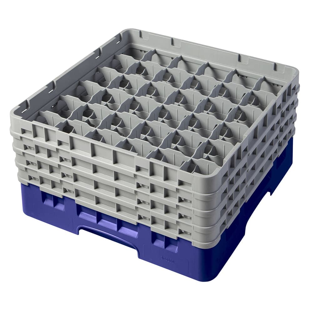 Cambro 36S800186 Camrack® Glass Rack w/ (36) Compartments - (4) Gray Extenders, Navy Blue