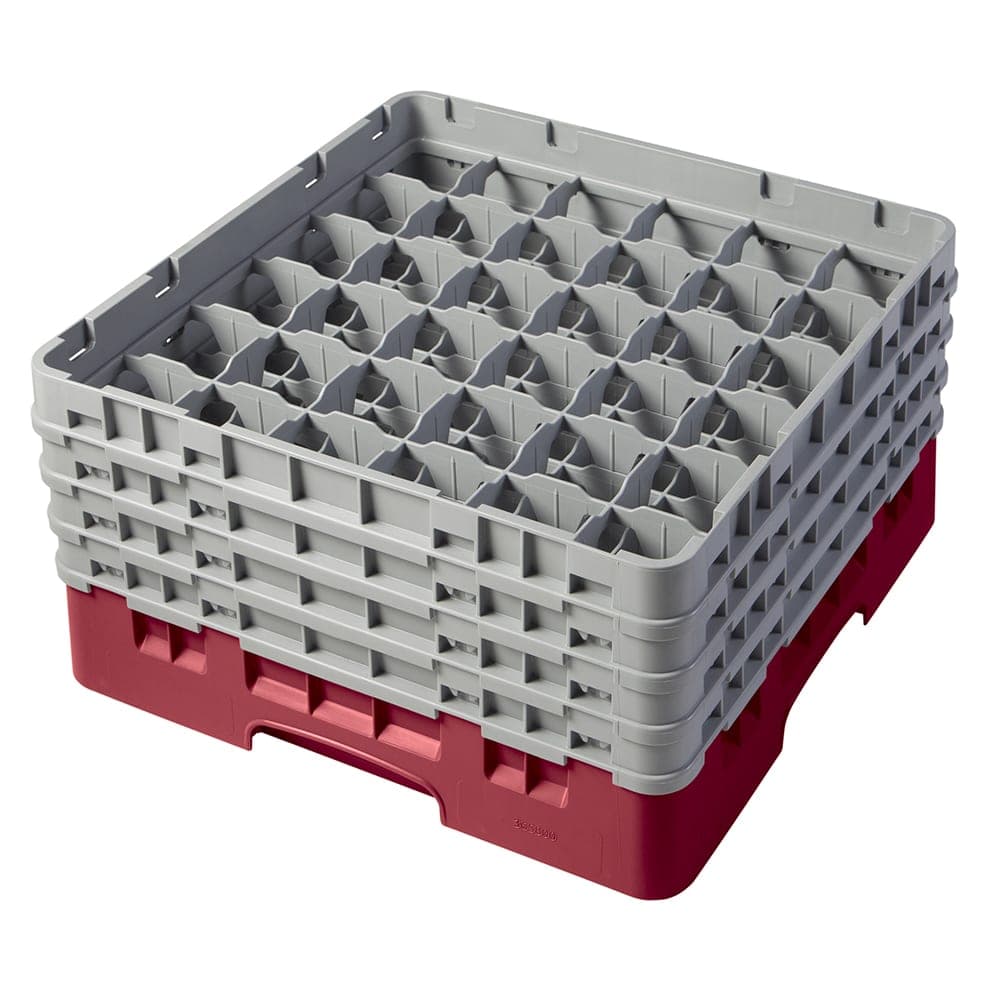 Cambro 36S800416 Camrack® Glass Rack w/ (36) Compartments - (4) Gray Extenders, Cranberry