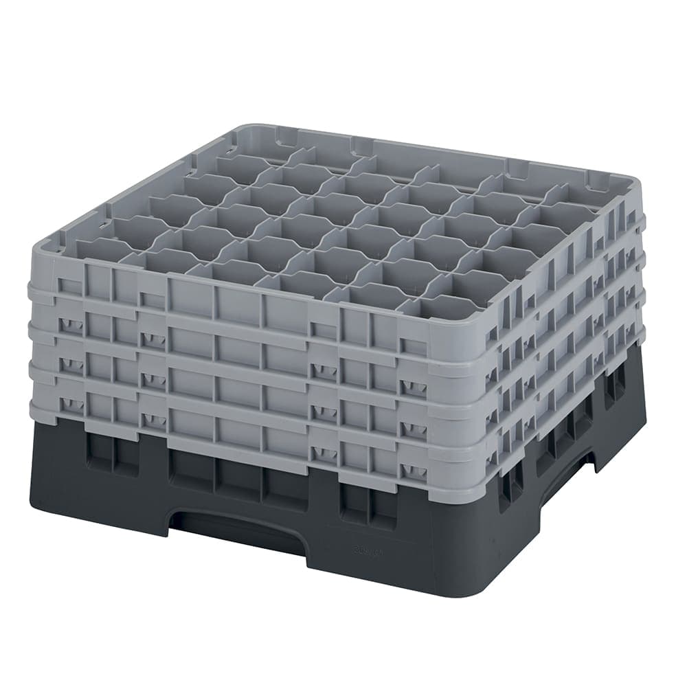 Cambro 36S900110 Camrack® Glass Rack w/ (36) Compartments - (4) Gray Extenders, Black