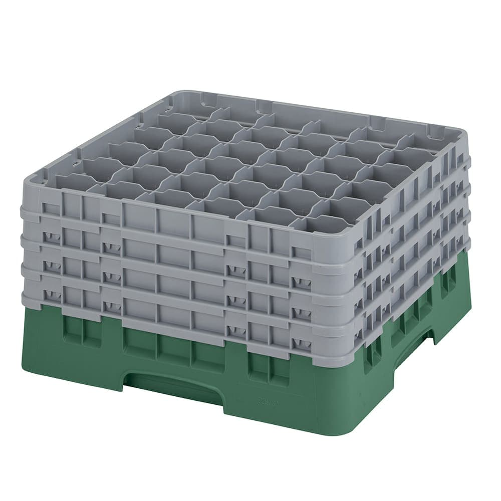 Cambro 36S900119 Camrack® Glass Rack w/ (36) Compartments - (4) Gray Extenders, Sherwood Green
