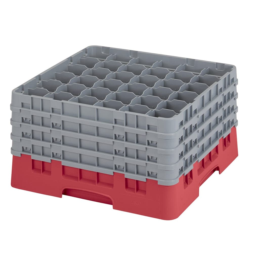 Cambro 36S900163 Camrack® Glass Rack w/ (36) Compartments - (4) Gray Extenders, Red