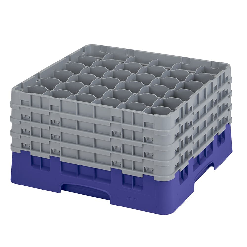 Cambro 36S900186 Camrack® Glass Rack w/ (36) Compartments - (4) Gray Extenders, Navy Blue
