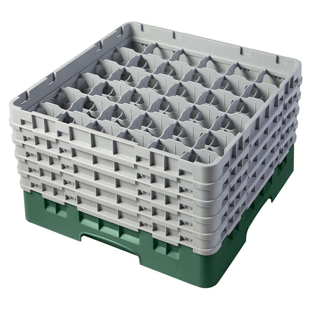 Cambro 36S958119 Camrack® Glass Rack w/ (36) Compartments - (5) Gray Extenders, Sherwood Green