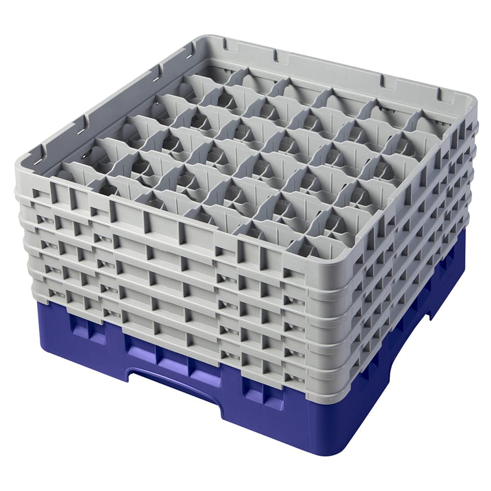 Cambro 36S958186 Camrack® Glass Rack w/ (36) Compartments - (5) Gray Extenders, Navy Blue