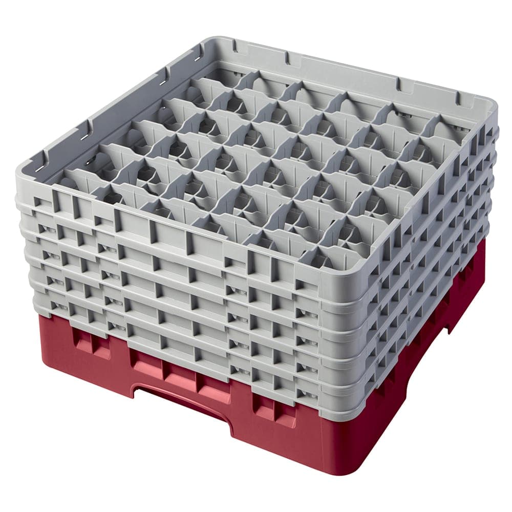 Cambro 36S958416 Camrack® Glass Rack w/ (36) Compartments - (5) Gray Extenders, Cranberry