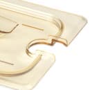 Cambro 40HPCHN150 H-Pan Food Pan Cover - 1/4 Size, Notched with Handle, Non-Stick, Amber thumbnail 4