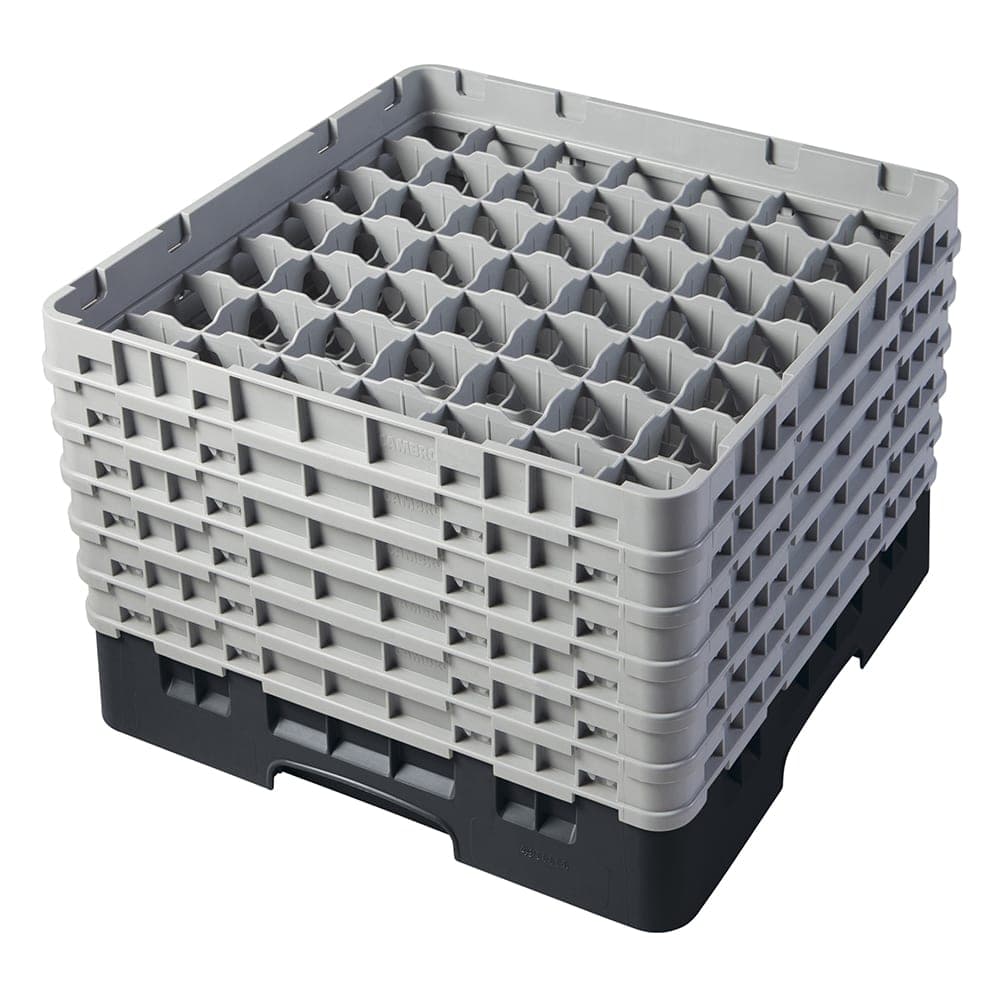 Cambro 49S1114110 Camrack® Glass Rack w/ (49) Compartments - (6) Gray Extenders, Black