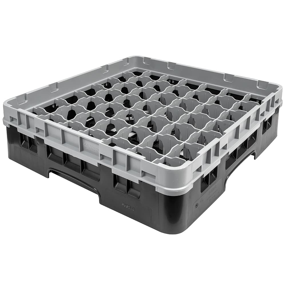 Cambro 49S318110 Camrack® Glass Rack w/ (49) Compartments - (1) Gray Extender, Black