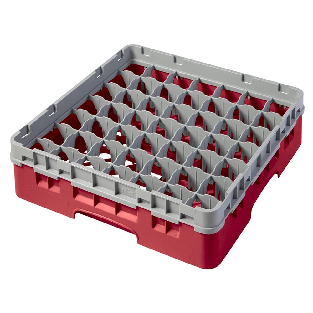 Cambro 49S318163 Camrack® Glass Rack w/ (49) Compartments - (1) Gray Extender, Red