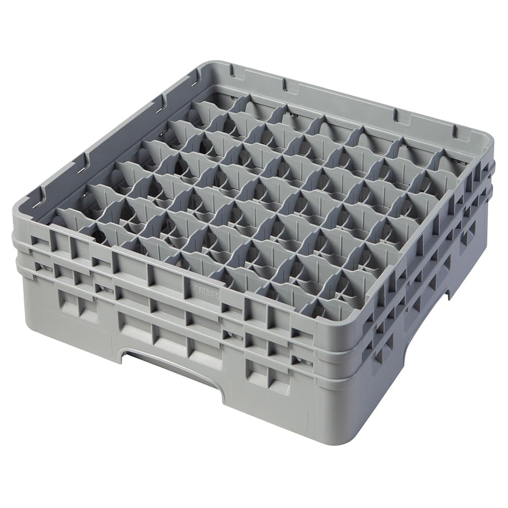 Cambro 49S434151 Camrack® Glass Rack w/ (49) Compartments - (2) Gray Extenders, Soft Gray
