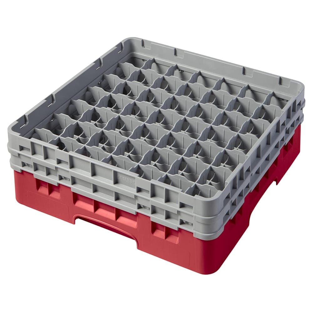 Cambro 49S434163 Camrack® Glass Rack w/ (49) Compartments - (2) Gray Extenders, Red