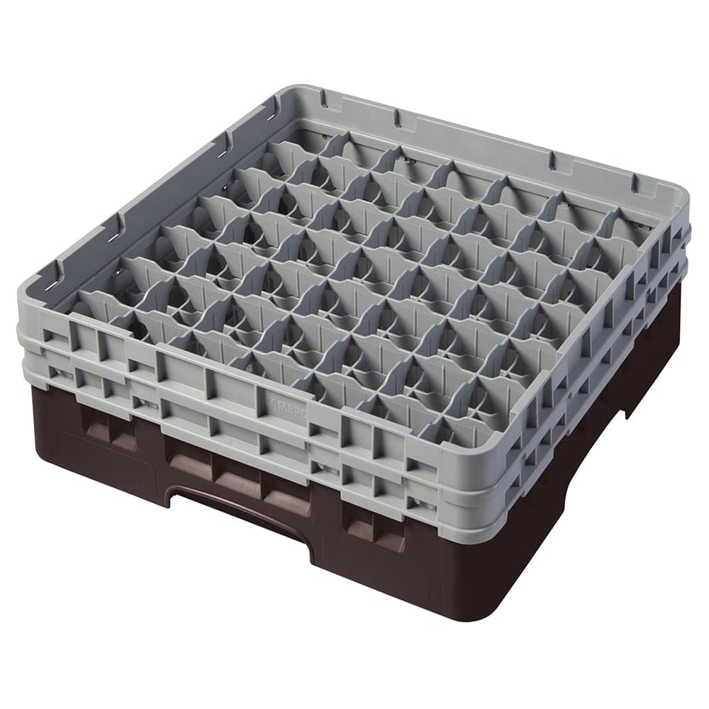 Cambro 49S434167 Camrack® Glass Rack w/ (49) Compartments - (2) Gray Extenders, Brown