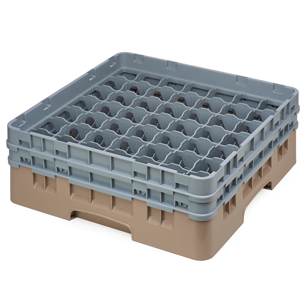 Cambro 49S434184 Camrack® Glass Rack w/ (49) Compartments - (2) Gray Extenders, Beige
