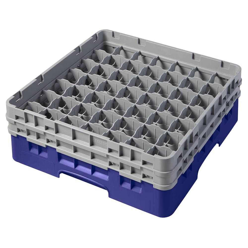 Cambro 49S434186 Camrack® Glass Rack w/ (49) Compartments - (2) Gray Extenders, Navy Blue