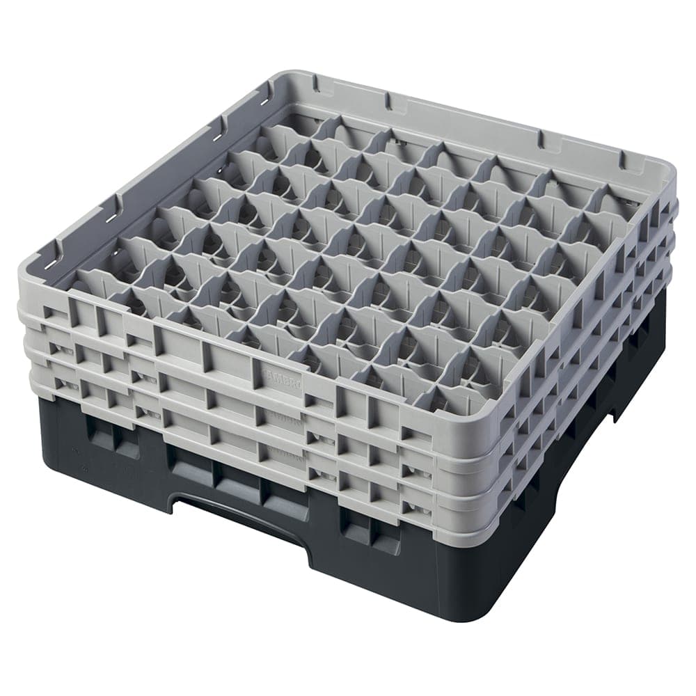 Cambro 49S638110 Camrack® Glass Rack w/ (49) Compartments - (3) Gray Extenders, Black