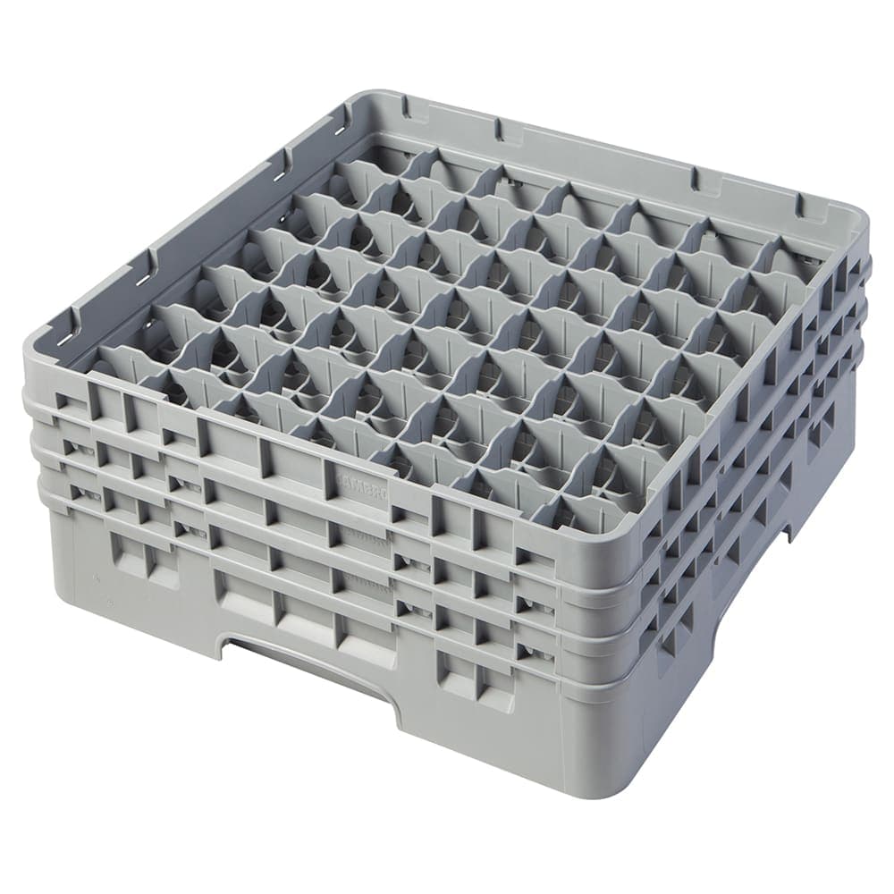 Cambro 49S638151 Camrack® Glass Rack w/ (49) Compartments - (3) Gray Extenders, Soft Gray