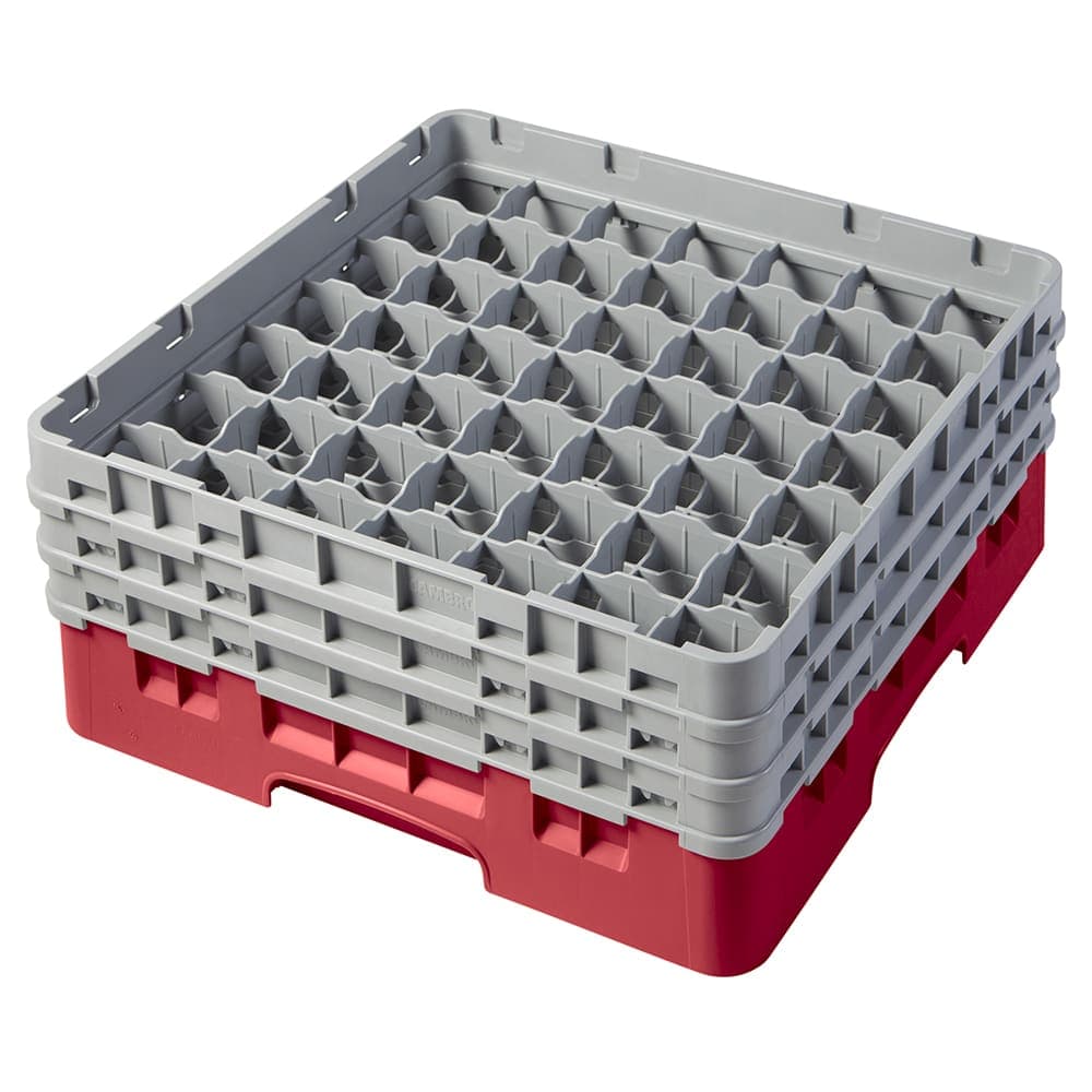 Cambro 49S638163 Camrack® Glass Rack w/ (49) Compartments - (3) Gray Extenders, Red