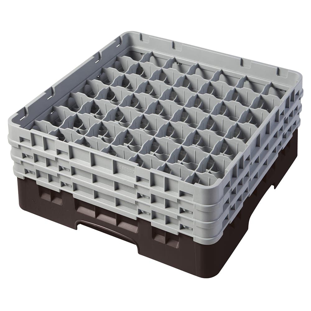 Cambro 49S638167 Camrack® Glass Rack w/ (49) Compartments - (3) Gray Extenders, Brown