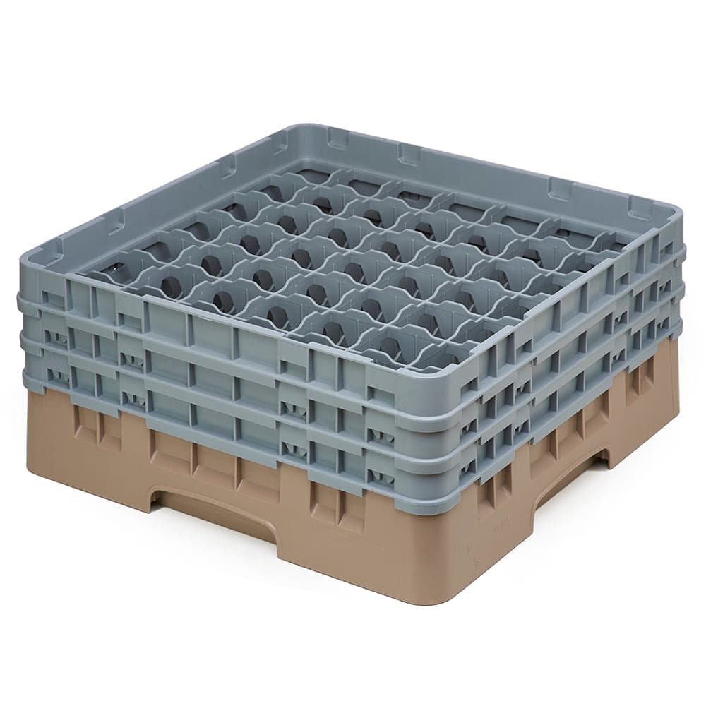 Cambro 49S638184 Camrack® Glass Rack w/ (49) Compartments - (3) Gray Extenders, Beige