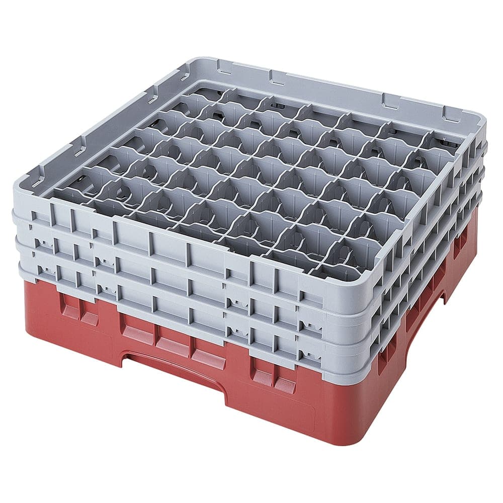 Cambro 49S638416 Camrack® Glass Rack w/ (49) Compartments - (3) Gray Extenders, Cranberry