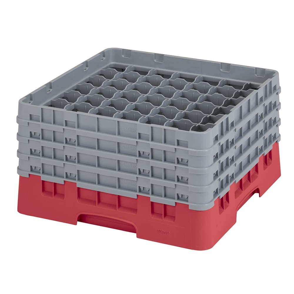 Cambro 49S800163 Camrack® Glass Rack w/ (49) Compartments - (4) Gray Extenders, Red