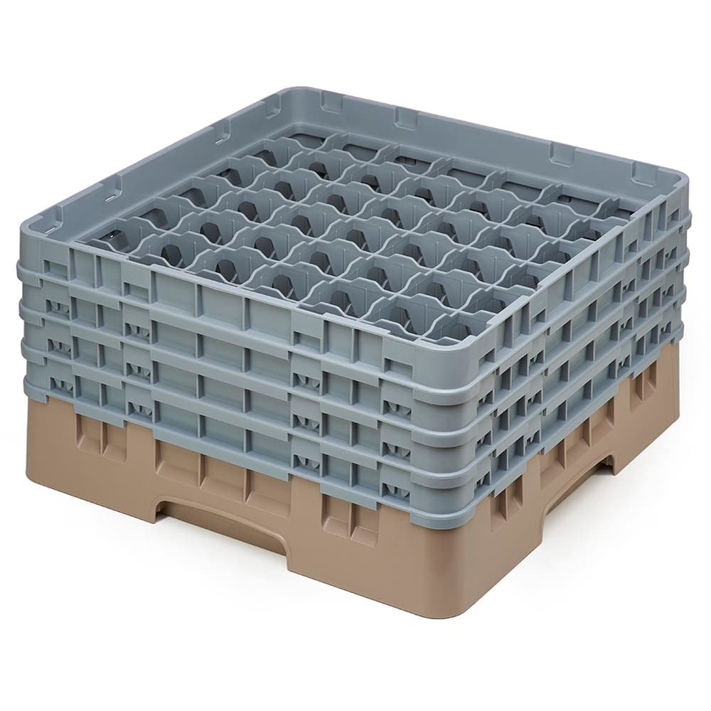 Cambro 49S800184 Camrack® Glass Rack w/ (49) Compartments - (4) Gray Extenders, Beige
