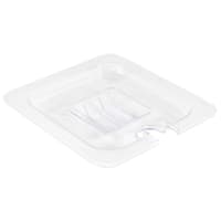 Cambro 60CWCHN135 Camwear Food Pan Cover - 1/6 Size, Notched with Handle, Clear thumbnail 6