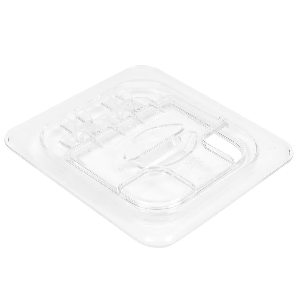 Cambro 60CWLN135 FlipLid Food Pan Cover - 1/6 Size, Notched, Hinged, Clear