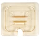 Cambro 60HPCHN150 H-Pan Food Pan Cover - 1/6 Size, Non-Stick, Notched with Handle, Amber thumbnail 3