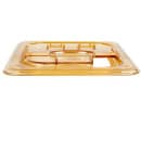 Cambro 60HPLN150 FlipLid Hot Food Pan Cover - 1/6 Size, Notched, Hinged, Amber thumbnail 3